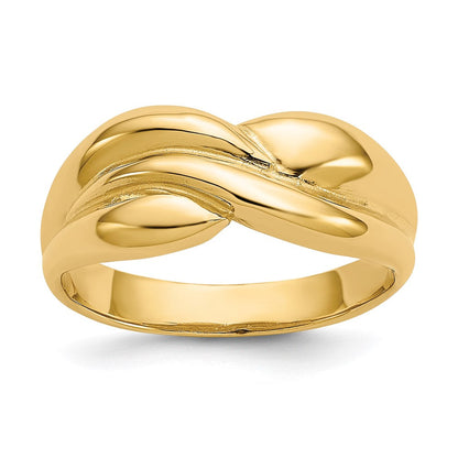 14K Gelbgold Poliert Gedrehter Bombierter Ring