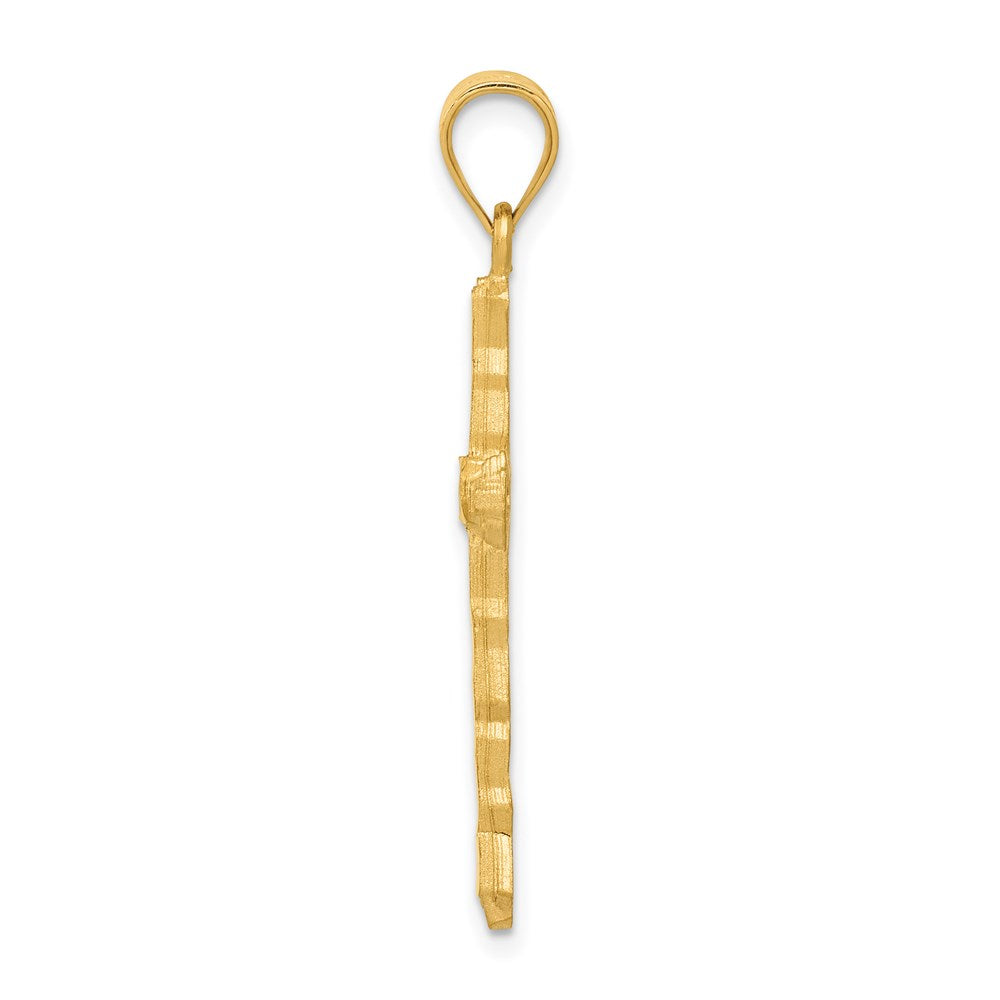 14K Gelbgold Kreuzanhänger mit Diamantschliff
