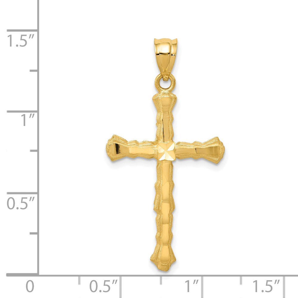 14K Gelbgold Kreuzanhänger mit Diamantschliff