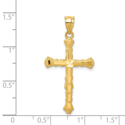 14K Gelbgold Kreuzanhänger mit Diamantschliff