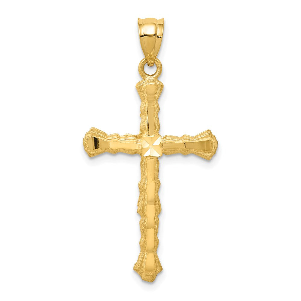 14K Gelbgold Kreuzanhänger mit Diamantschliff
