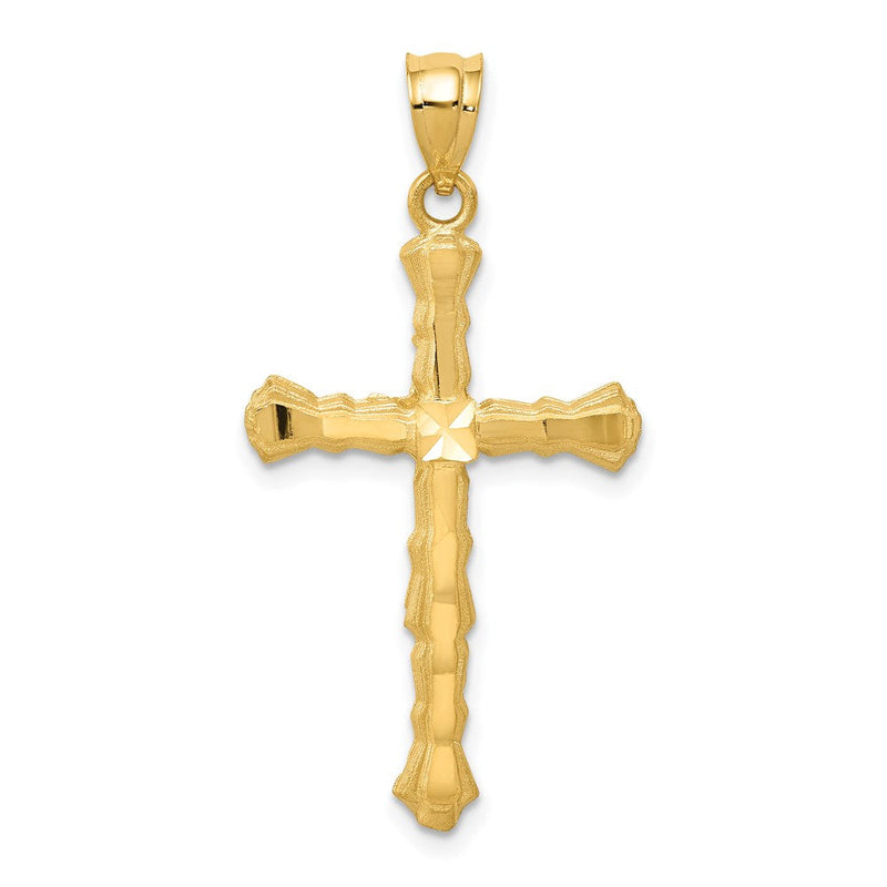 14K Gelbgold Kreuzanhänger mit Diamantschliff