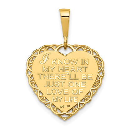 14K Gelbgold Wendbarer Herzanhänger „ICH LIEBE DICH“