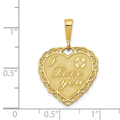 14K Gelbgold Wendbarer Herzanhänger „ICH LIEBE DICH“