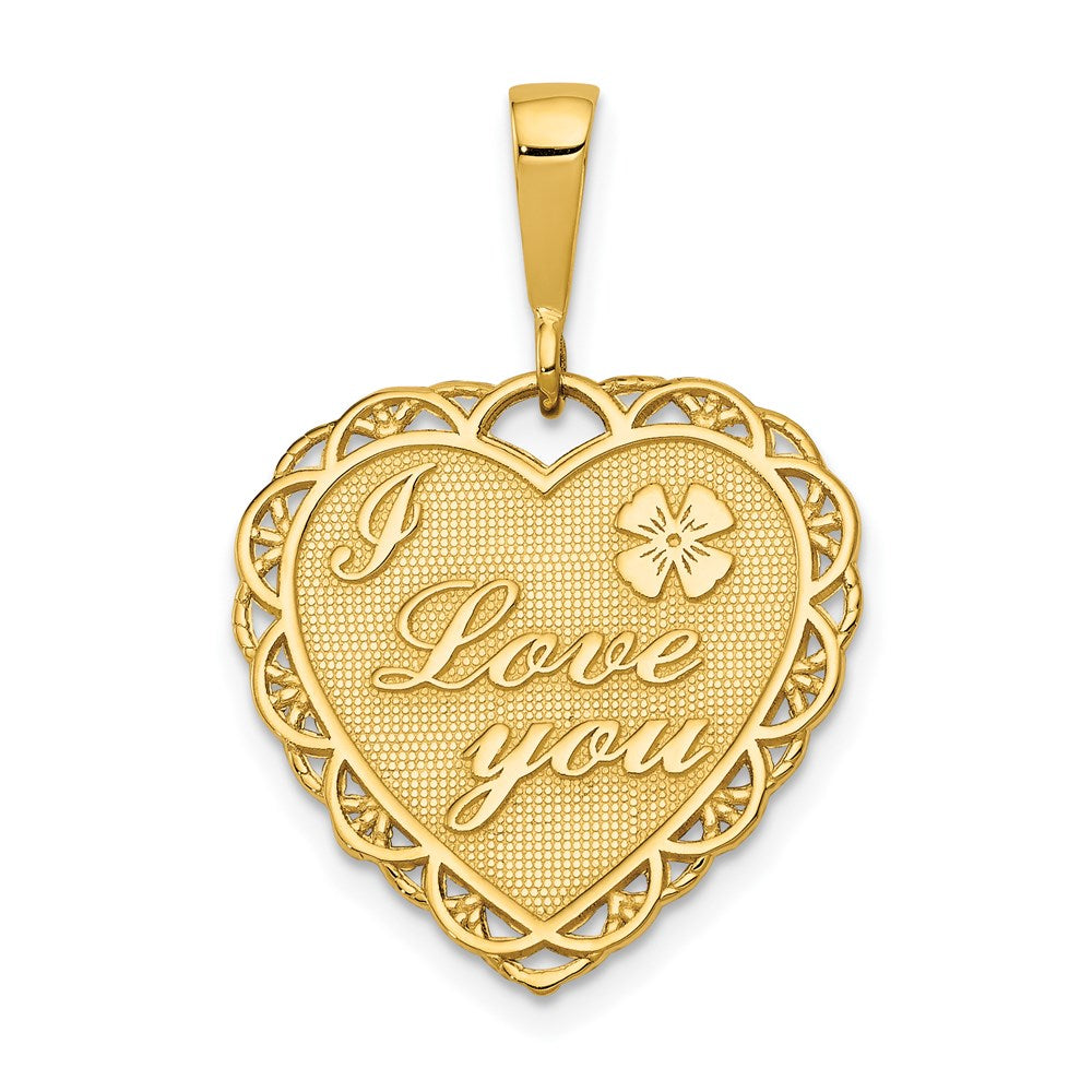 14K Gelbgold Wendbarer Herzanhänger „ICH LIEBE DICH“