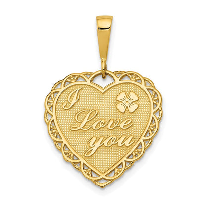 14K Gelbgold Wendbarer Herzanhänger „ICH LIEBE DICH“