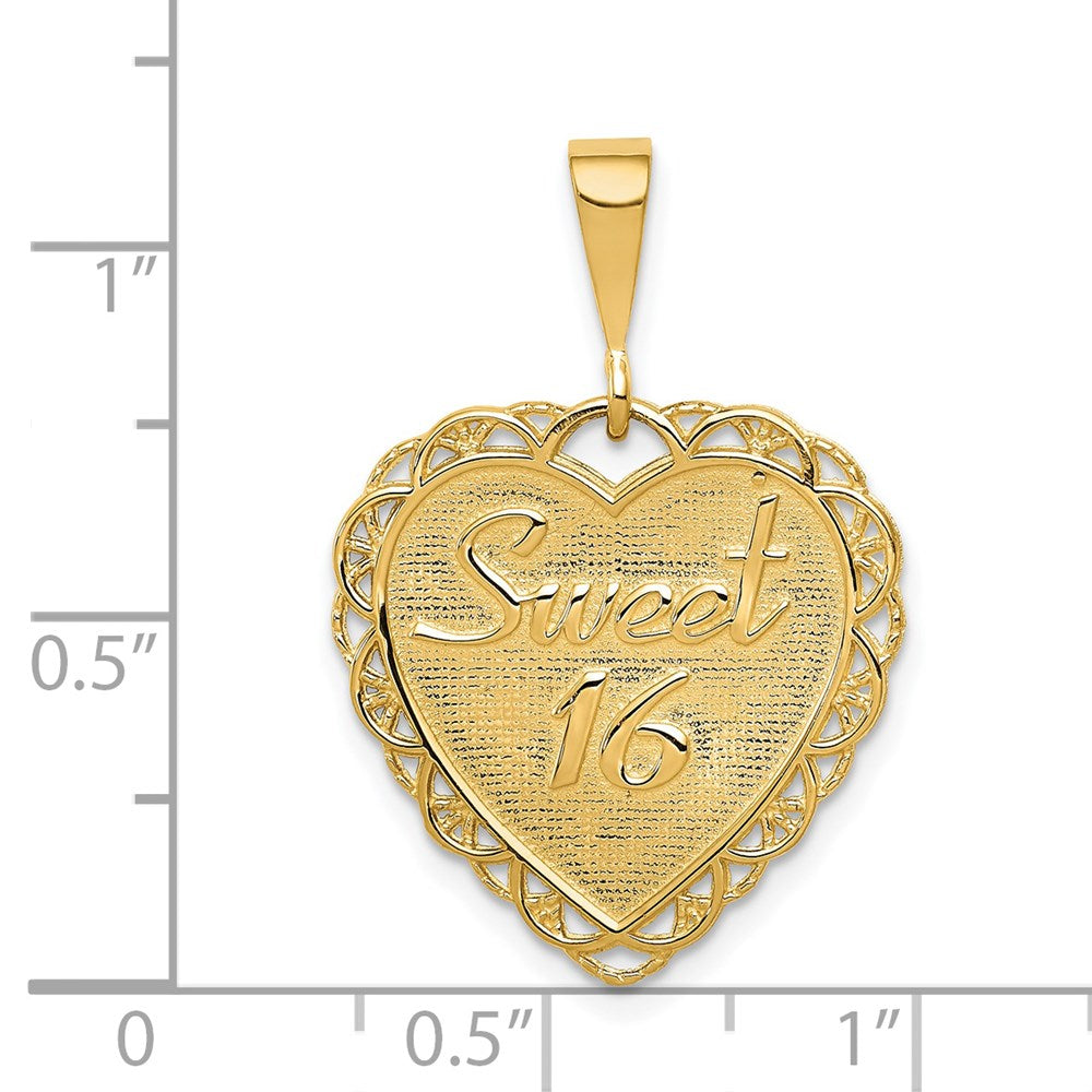 14K Gelbgold wendbarer "SWEET 16"-Charm