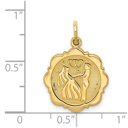 14K Gelbgold Braut-und-Bräutigam-Charm mit texturierter Rückseite