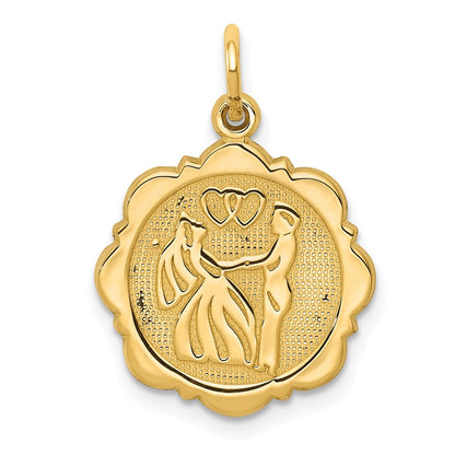 14K Gelbgold Braut-und-Bräutigam-Charm mit texturierter Rückseite