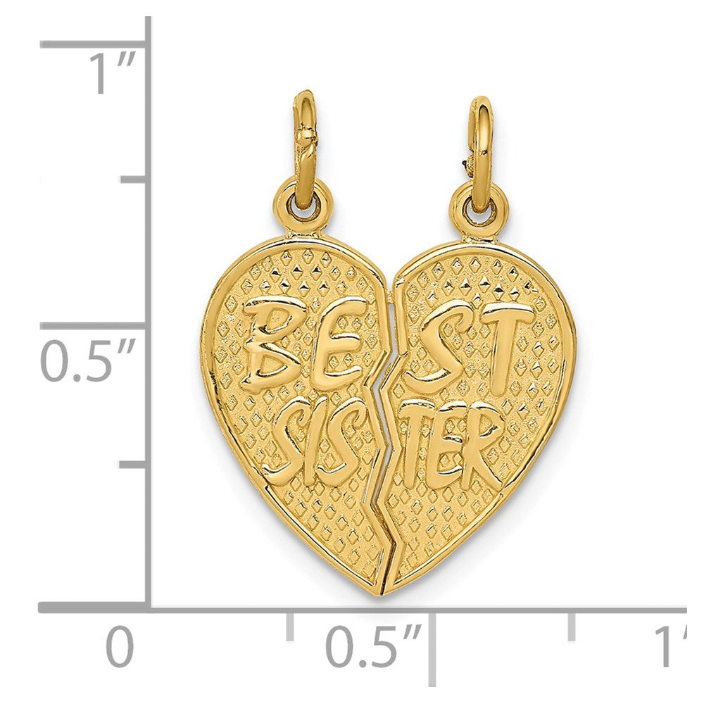 14K Gelbgold Beste-Schwester-Anhänger zum Auseinanderbrechen