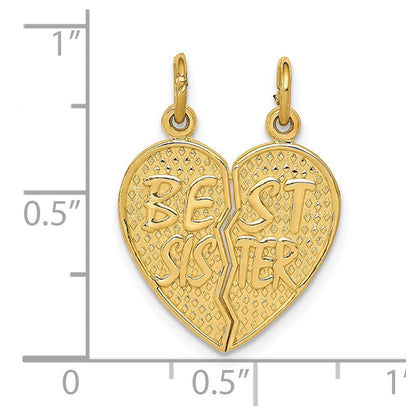 14K Gelbgold Beste-Schwester-Anhänger zum Auseinanderbrechen