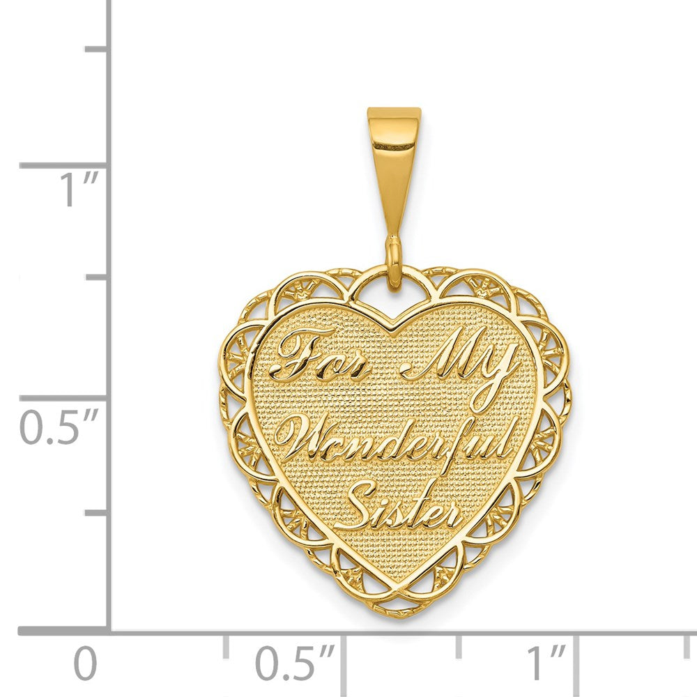 14 Karat Gelbgold Wendecharm „FÜR MEINE WUNDERBARE SCHWESTER“