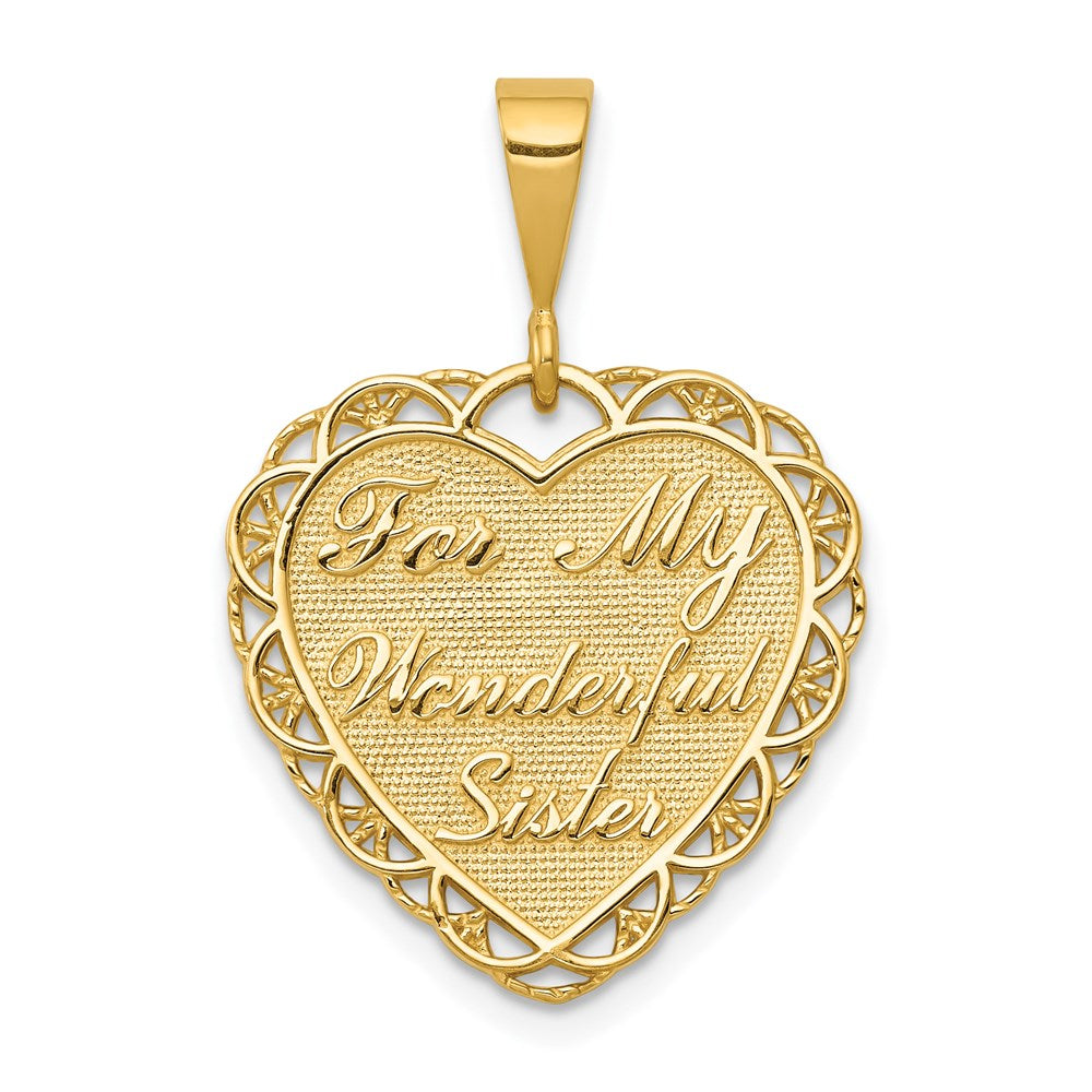 14 Karat Gelbgold Wendecharm „FÜR MEINE WUNDERBARE SCHWESTER“