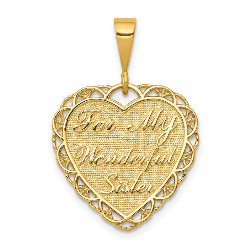 14 Karat Gelbgold Wendecharm „FÜR MEINE WUNDERBARE SCHWESTER“