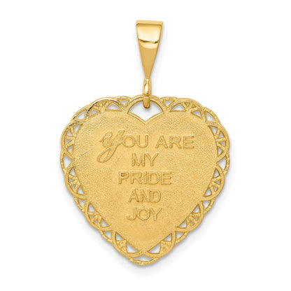 14 Karat Gelbgold wendbarer „FÜR MEINE TOCHTER“ Herz-Charm