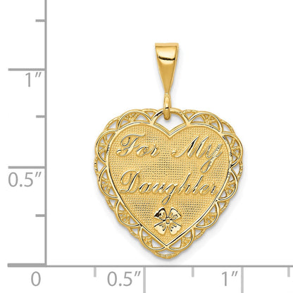 14 Karat Gelbgold wendbarer „FÜR MEINE TOCHTER“ Herz-Charm