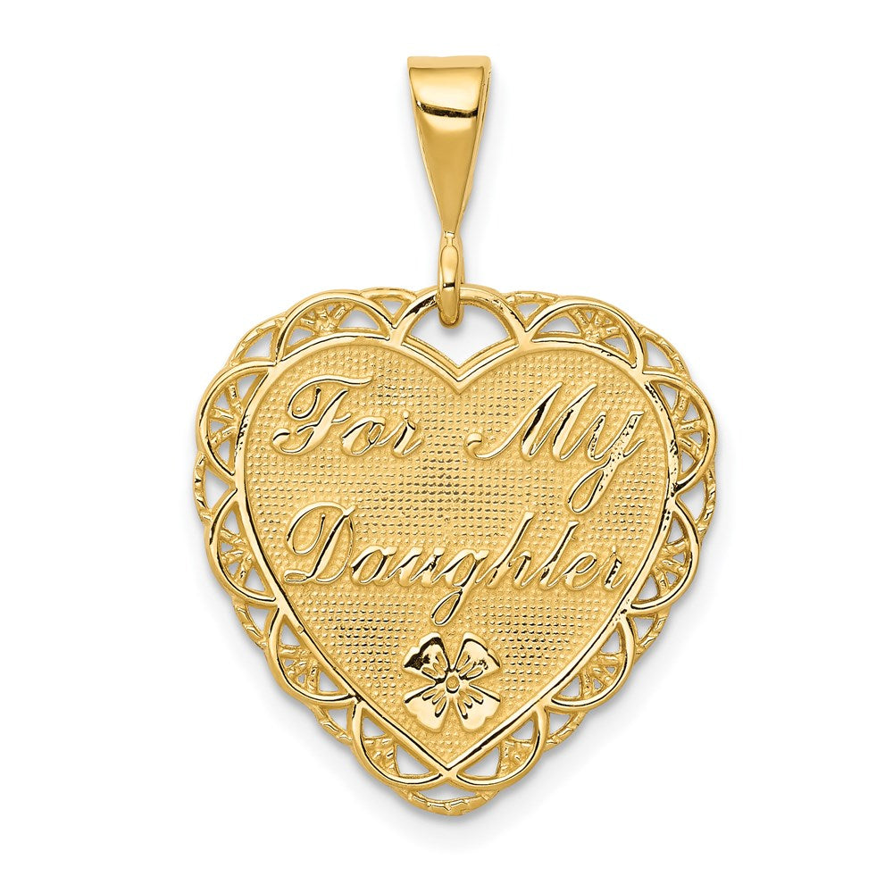 14 Karat Gelbgold wendbarer „FÜR MEINE TOCHTER“ Herz-Charm