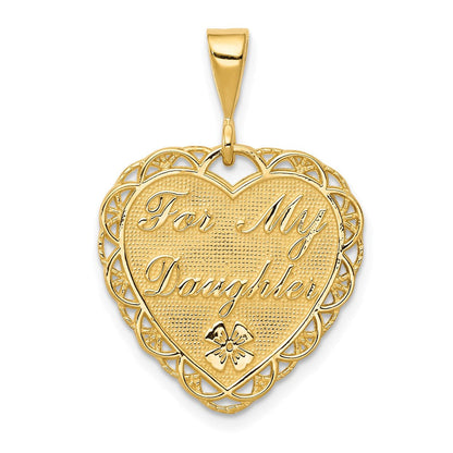 14 Karat Gelbgold wendbarer „FÜR MEINE TOCHTER“ Herz-Charm