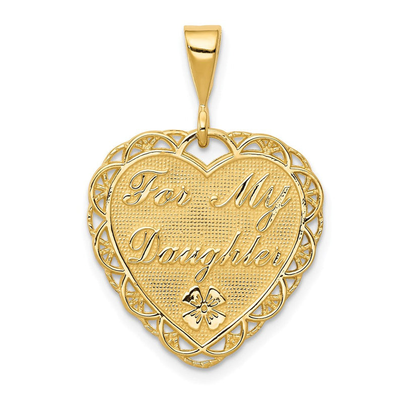 14 Karat Gelbgold wendbarer „FÜR MEINE TOCHTER“ Herz-Charm