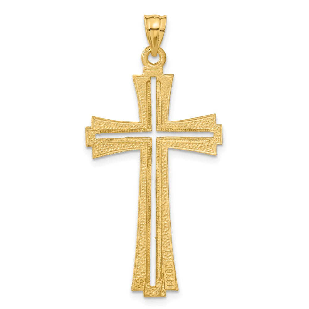 14K Gelbgold Kreuzanhänger mit Diamantschliff und satinierter Oberfläche