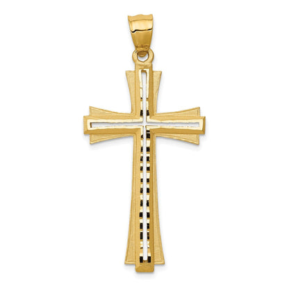 14K Gelbgold Kreuzanhänger mit Diamantschliff und satinierter Oberfläche