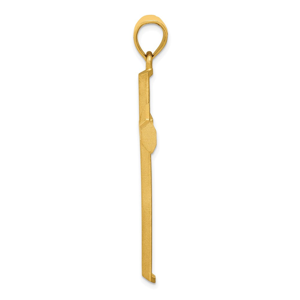 14K Gelbgold Kreuzanhänger mit Satin- und Diamantschliff