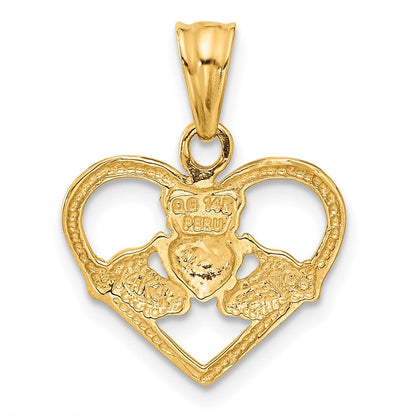 14K Gelbgold Claddagh-Charm