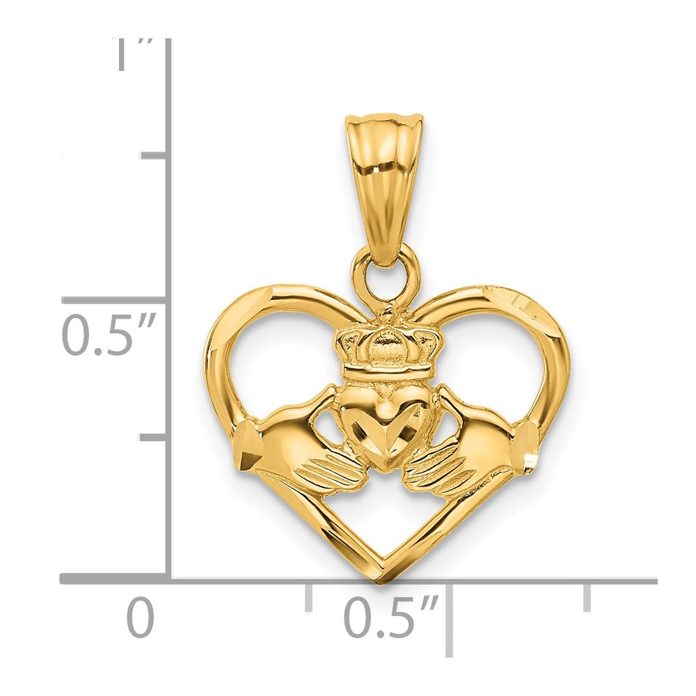 14K Gelbgold Claddagh-Charm