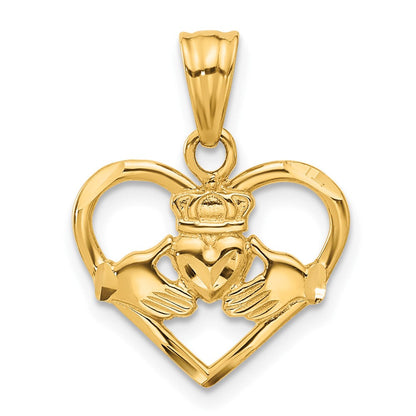 14K Gelbgold Claddagh-Charm
