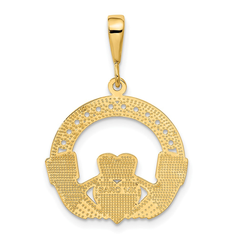 Claddagh-Anhänger aus 14 Karat Gelbgold