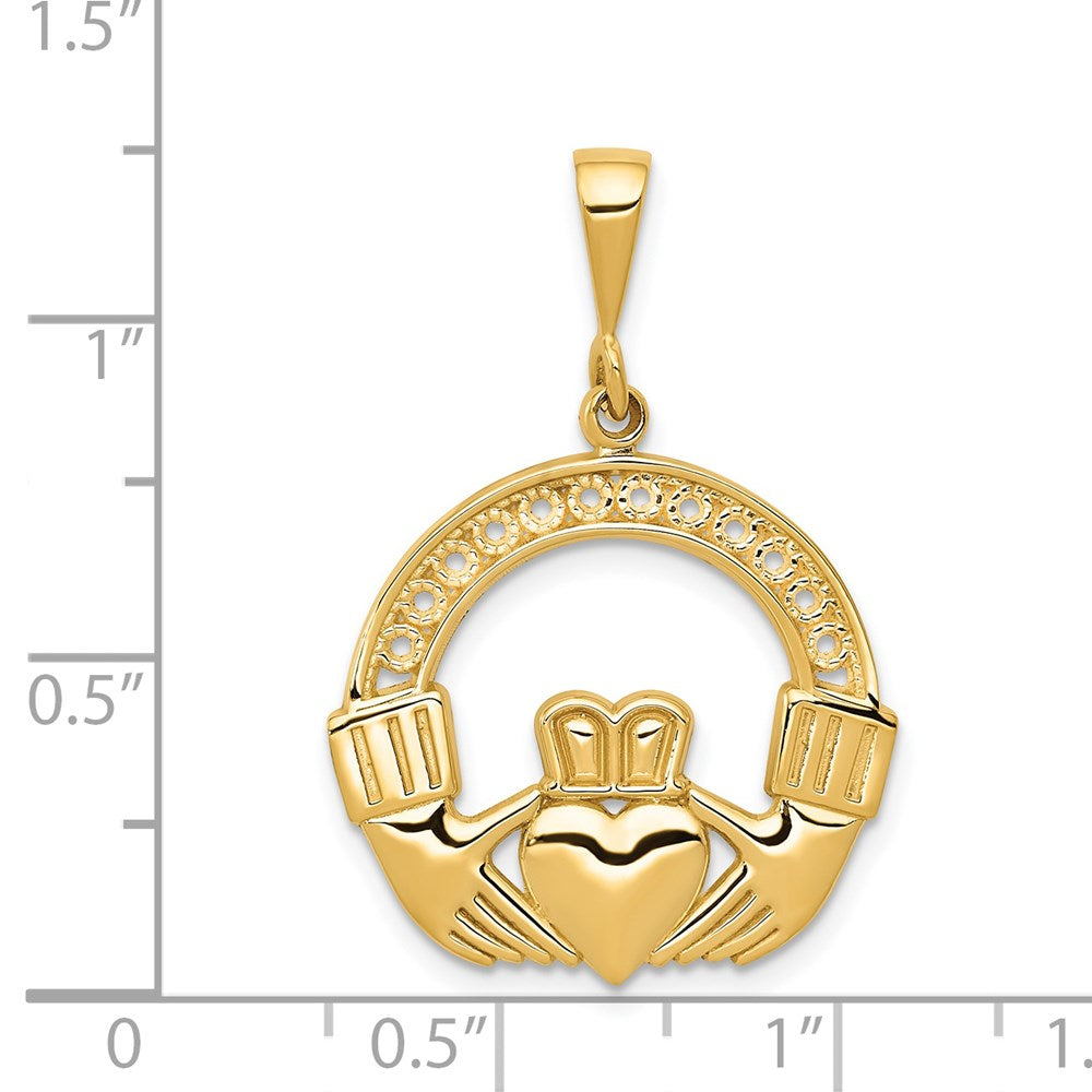 Claddagh-Anhänger aus 14 Karat Gelbgold
