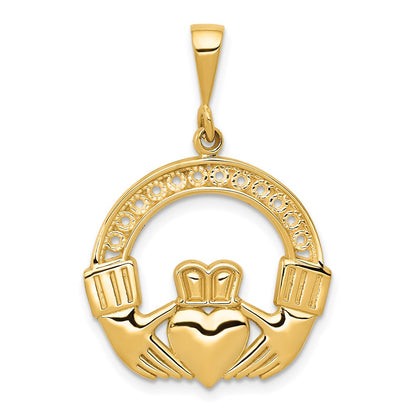Claddagh-Anhänger aus 14 Karat Gelbgold