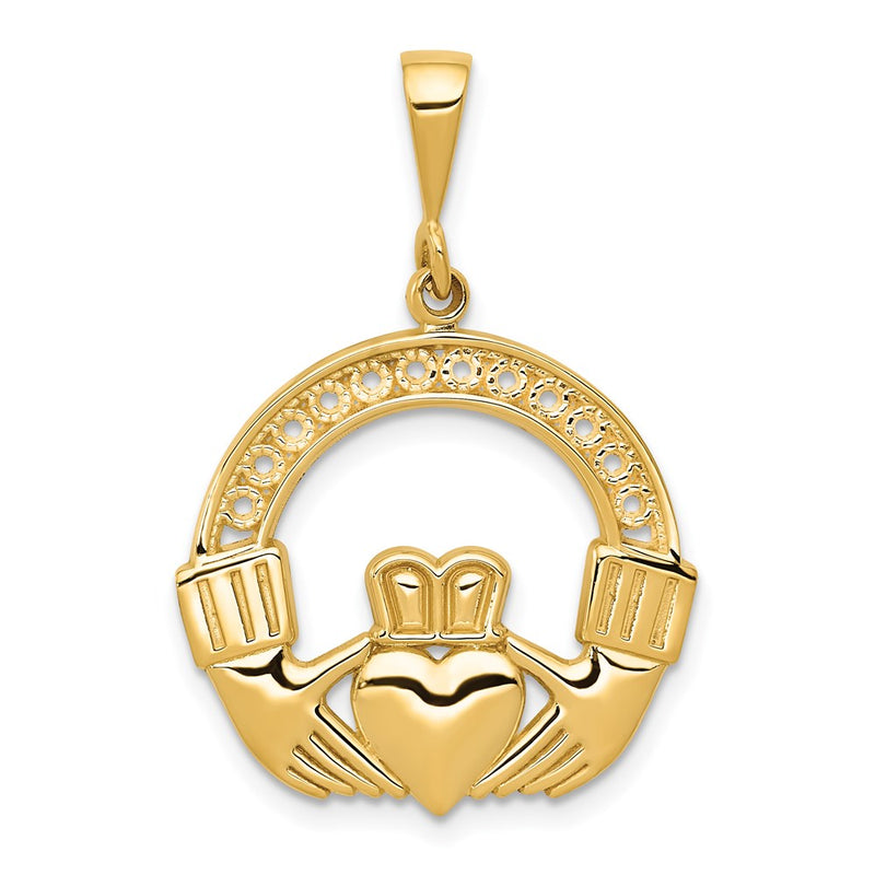 Claddagh-Anhänger aus 14 Karat Gelbgold
