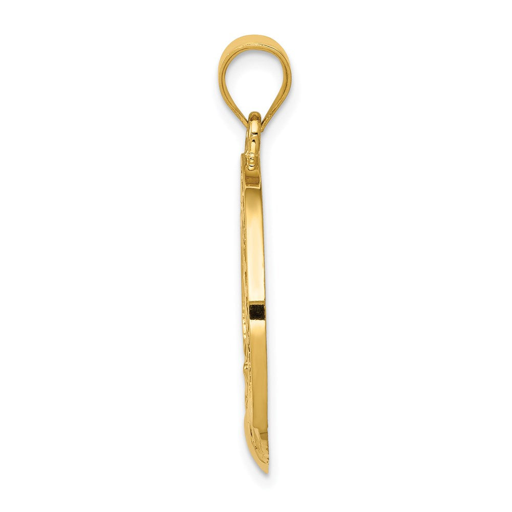 14K Gelbgold Claddagh-Blatt-Charm