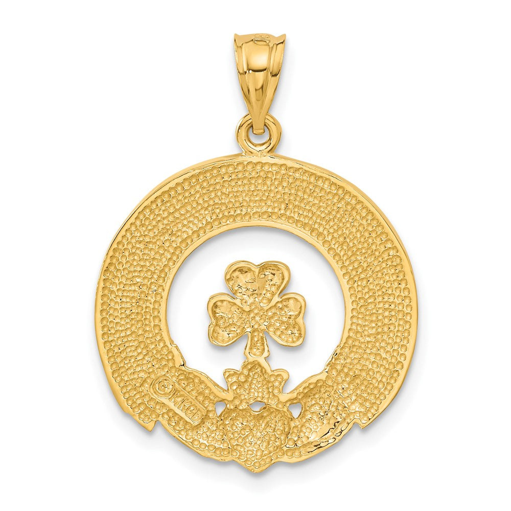 14K Gelbgold Claddagh-Blatt-Charm
