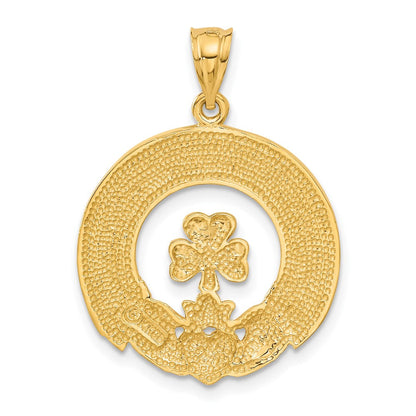14K Gelbgold Claddagh-Blatt-Charm