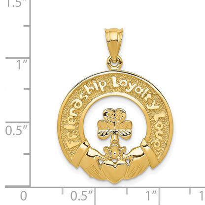 14K Gelbgold Claddagh-Blatt-Charm