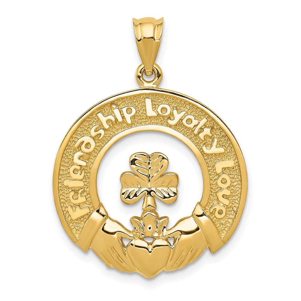 14K Gelbgold Claddagh-Blatt-Charm