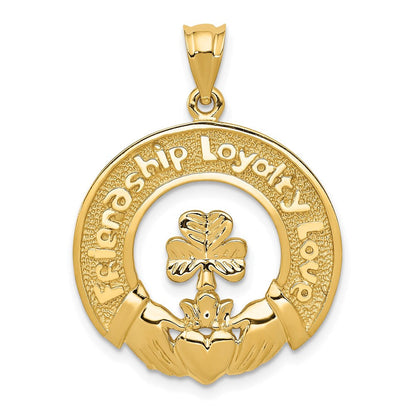 14K Gelbgold Claddagh-Blatt-Charm