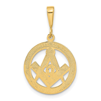 14K Gelbgold Polierter und Strukturierter Freimaurer-Symbol-Anhänger