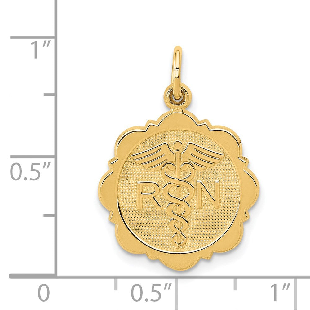 14K Gelbgold RN Registered Nurse Scheiben-Charm