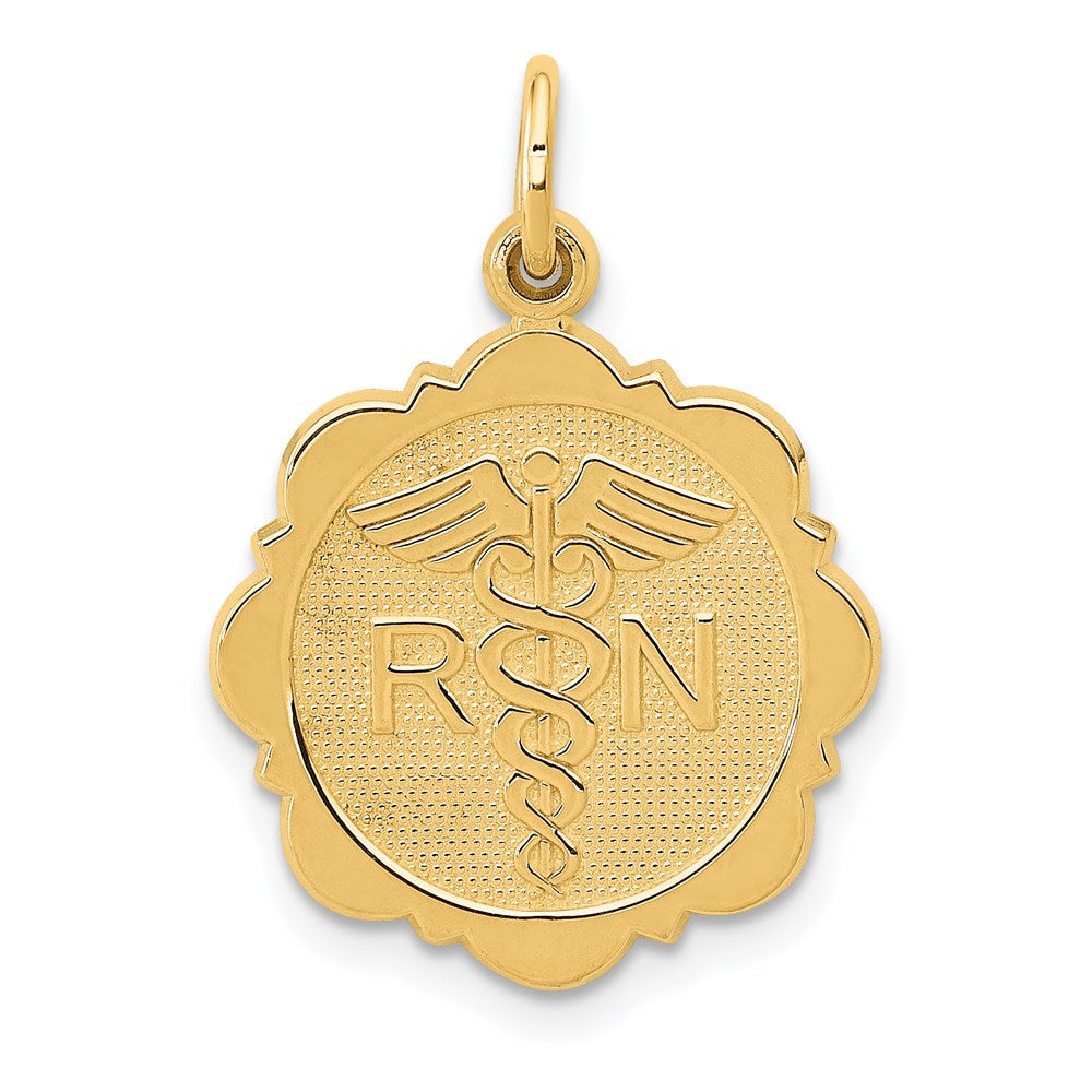 14K Gelbgold RN Registered Nurse Scheiben-Charm