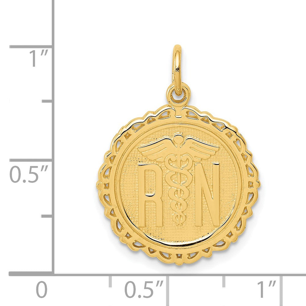 14K Gelbgold RN Registered Nurse Scheiben-Charm