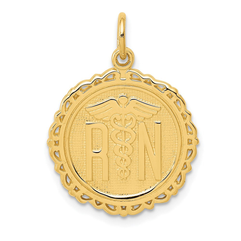 14K Gelbgold RN Registered Nurse Scheiben-Charm