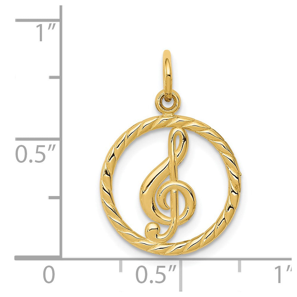 14K Gelbgold Noten Schlüssel Charm