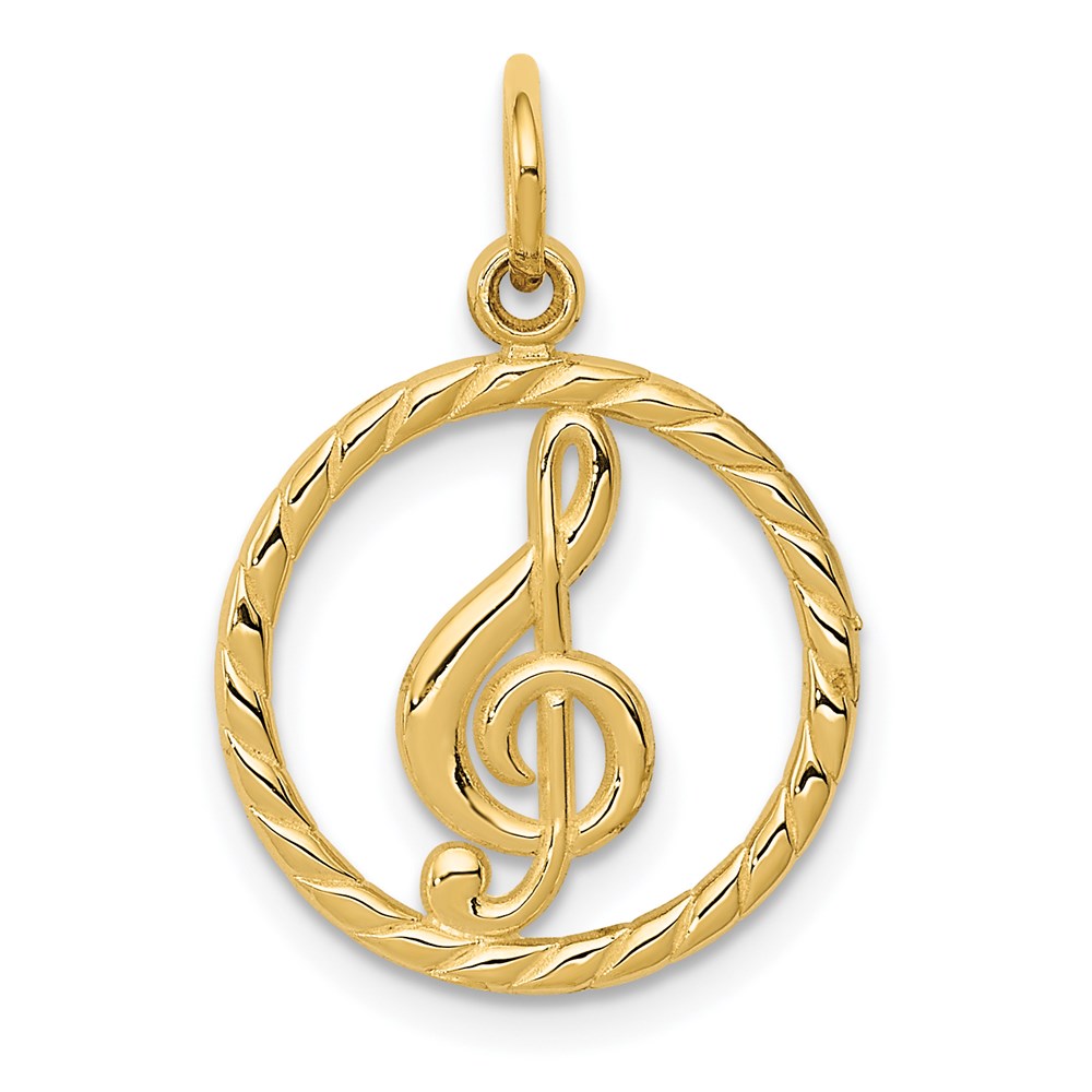 14K Gelbgold Noten Schlüssel Charm