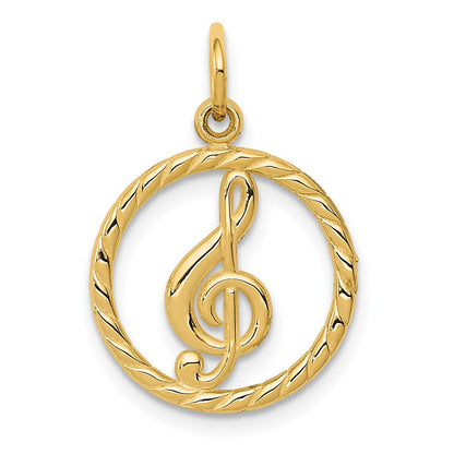 14K Gelbgold Noten Schlüssel Charm