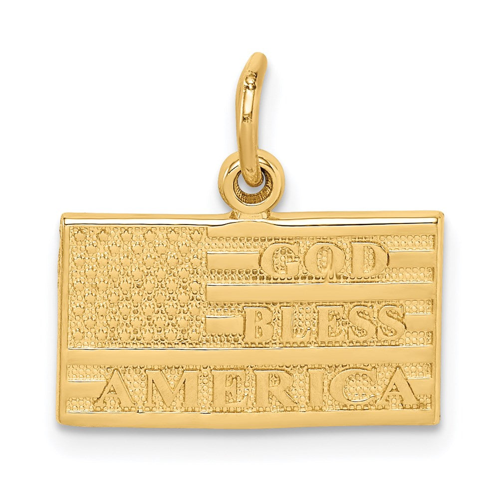 14K Gelbgold "God Bless America" Flaggen-Charm