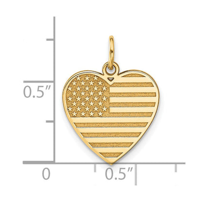 14K Gelbgold Flagge-Herz-Charm