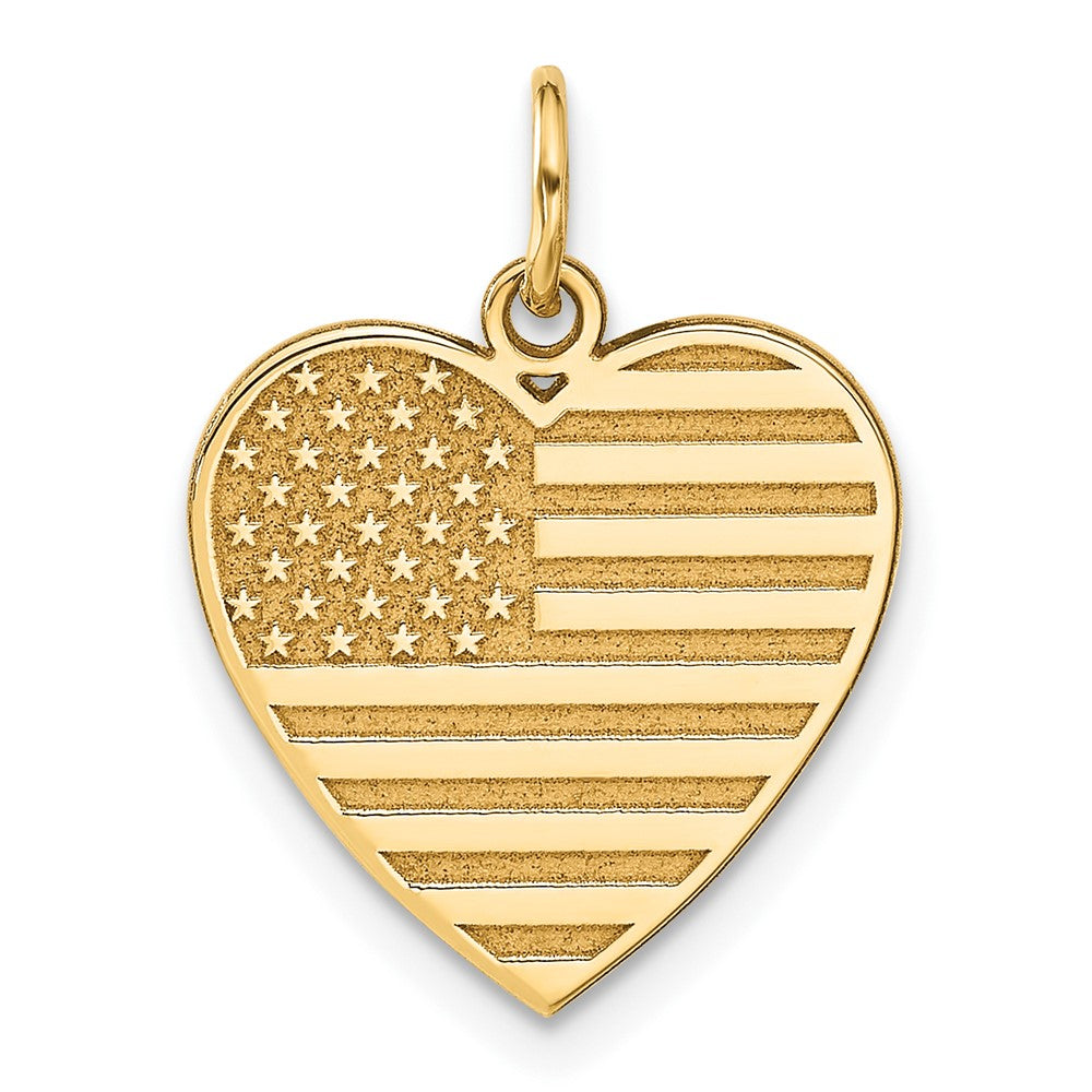 14K Gelbgold Flagge-Herz-Charm